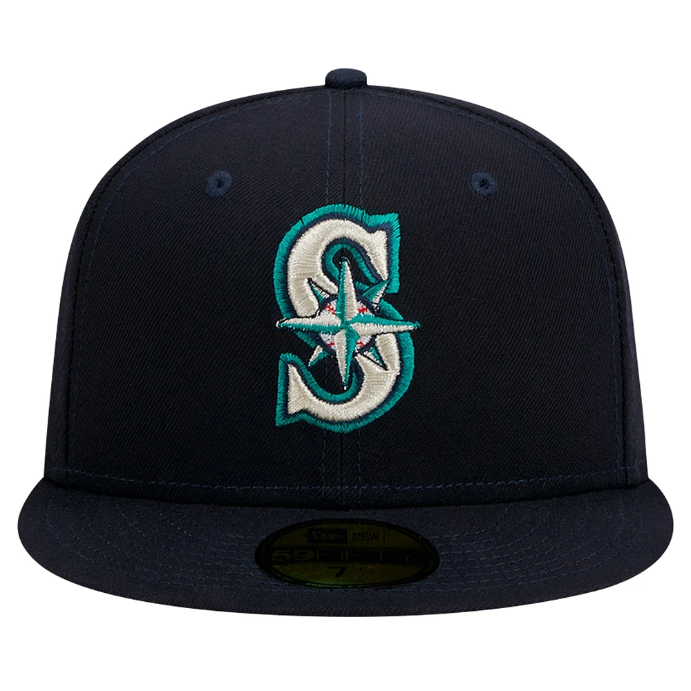 Casquette ajustée 59FIFTY des Seattle Mariners New Era pour hommes, bleu marine