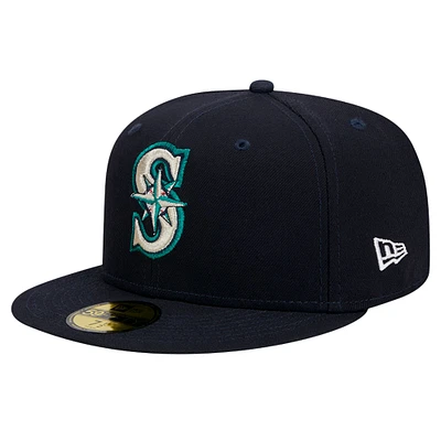 Casquette ajustée 59FIFTY des Seattle Mariners New Era pour hommes, bleu marine