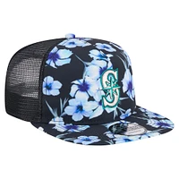 Men's New Era Navy Seattle Mariners Adventure Pattern Golfer Trucker Snapback Hat