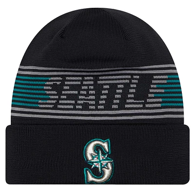 Bonnet en tricot à revers bleu marine pour homme de la collection Authentic des Seattle Mariners de New Era