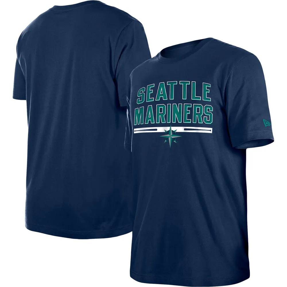 T-shirt d'entraînement au bâton Seattle Mariners pour homme New Era bleu marine