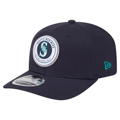 Men's New Era Navy Seattle Mariners Circle Patch 9SEVENTY Stretch-Snap Hat