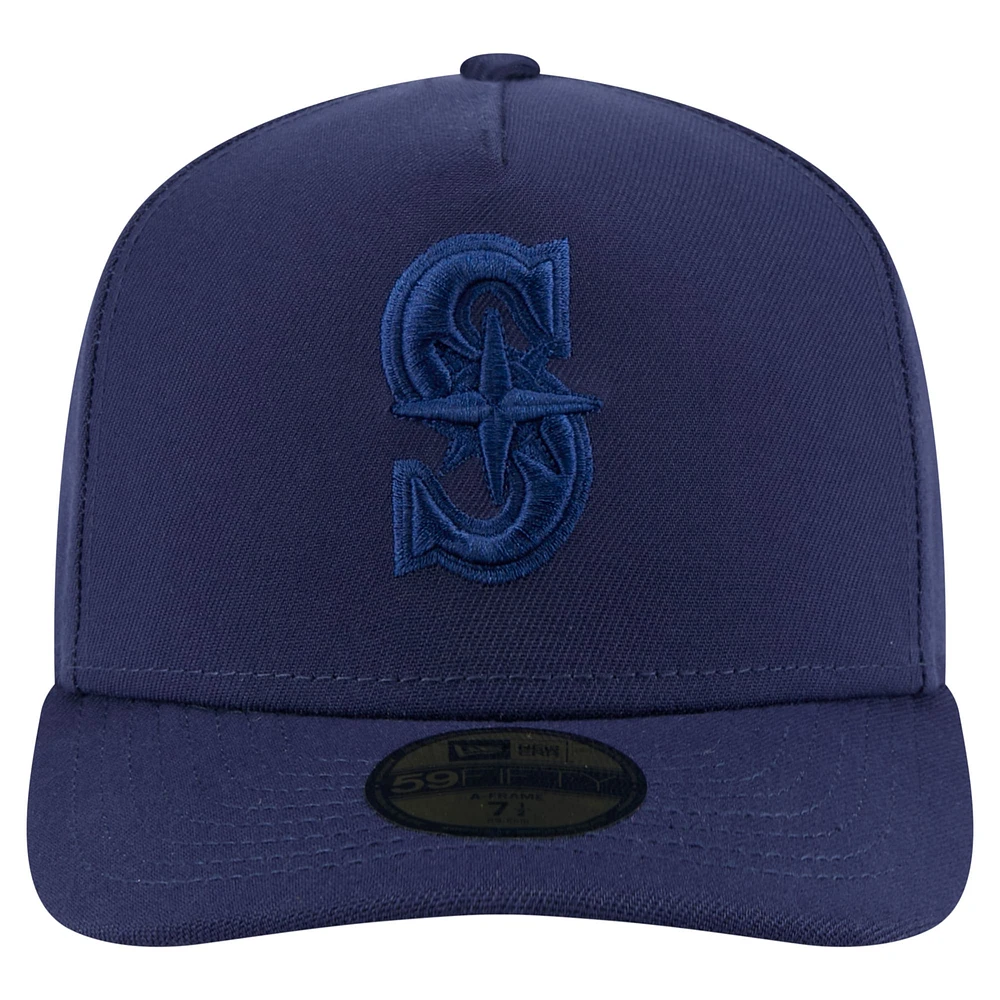 Men's New Era Navy Seattle Mariners Color Pack A-Frame 59FIFTY Fitted Hat
