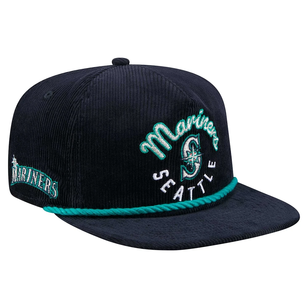 Casquette de golf ajustable en velours côtelé Full Circle bleu marine des Seattle Mariners de New Era pour homme