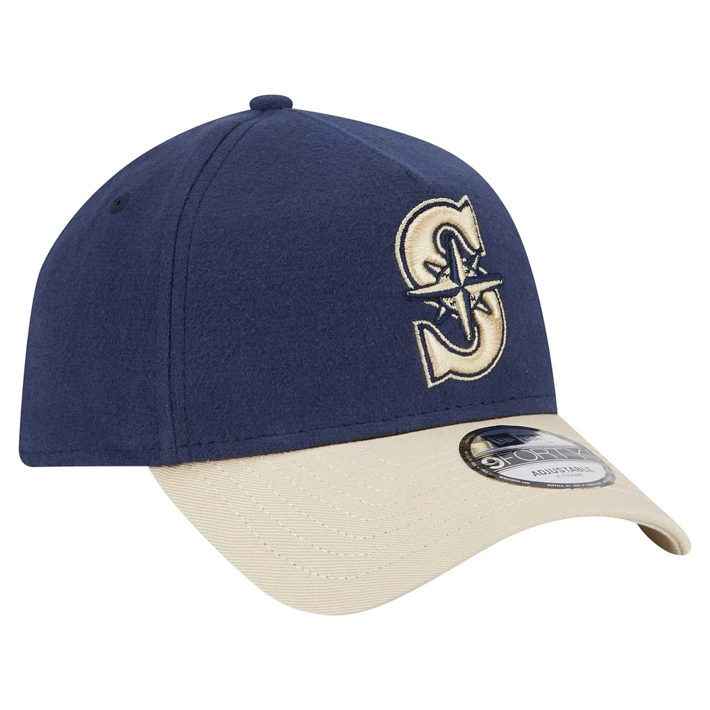 Casquette ajustable 9FORTY en moleskine pour homme New Era bleu marine Seattle Mariners