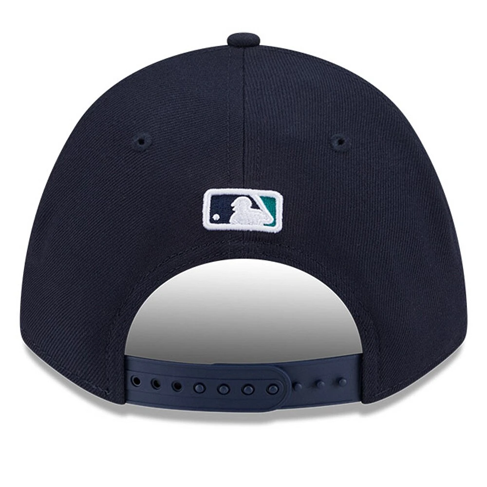 Casquette ajustable 9FORTY pour homme New Era bleu marine Seattle Mariners Player Replica