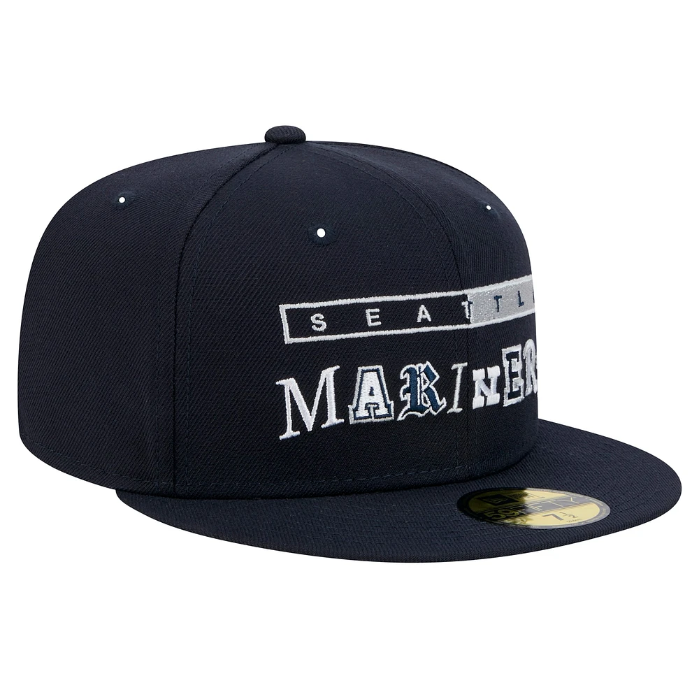 Casquette ajustée Ransom 59FIFTY pour homme des Seattle Mariners de New Era bleu marine