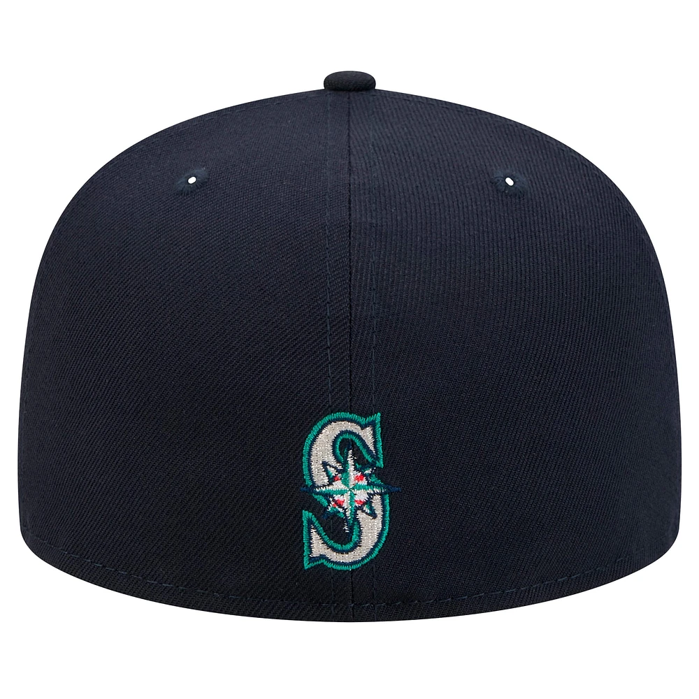 Casquette ajustée Ransom 59FIFTY pour homme des Seattle Mariners de New Era bleu marine