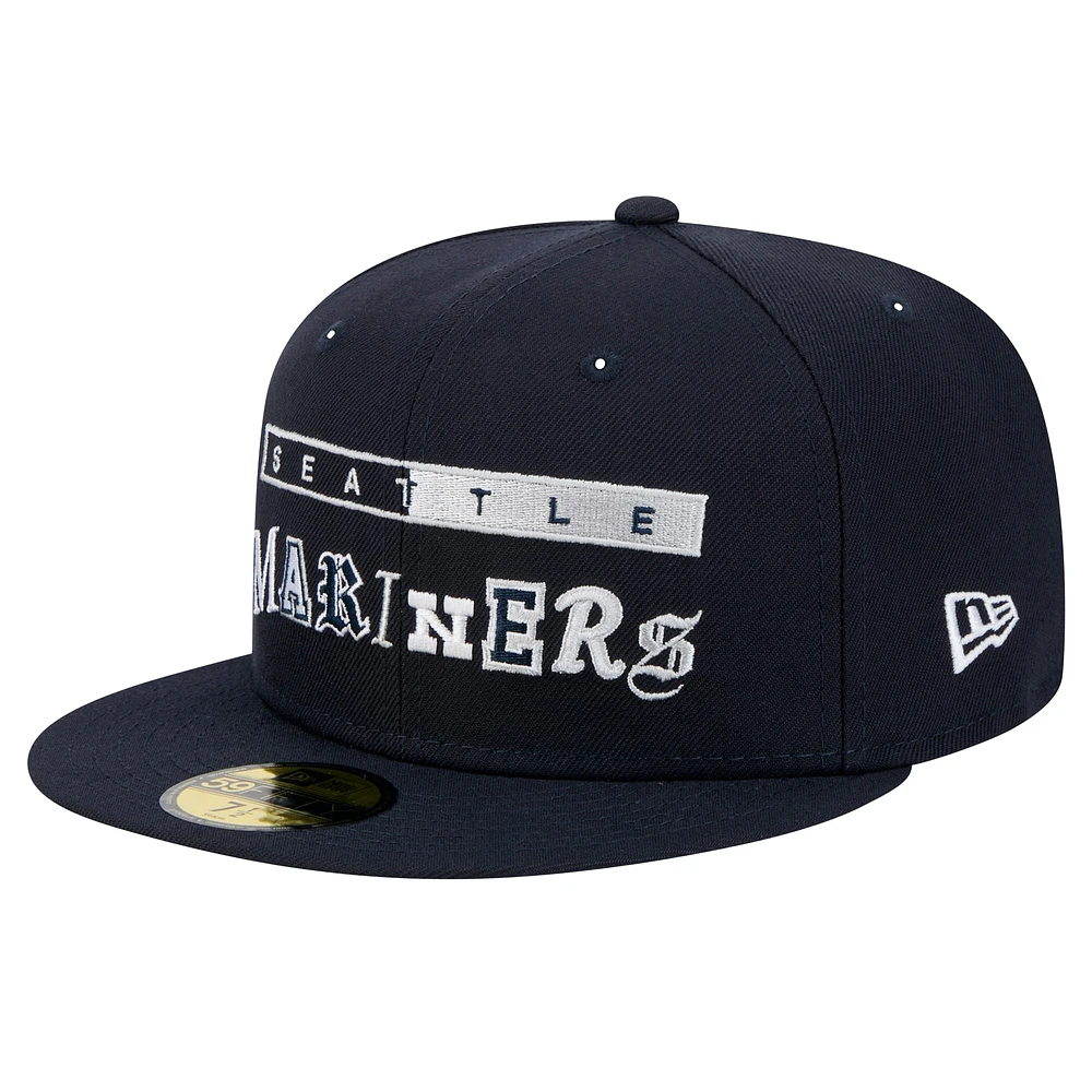 Casquette ajustée Ransom 59FIFTY pour homme des Seattle Mariners de New Era bleu marine