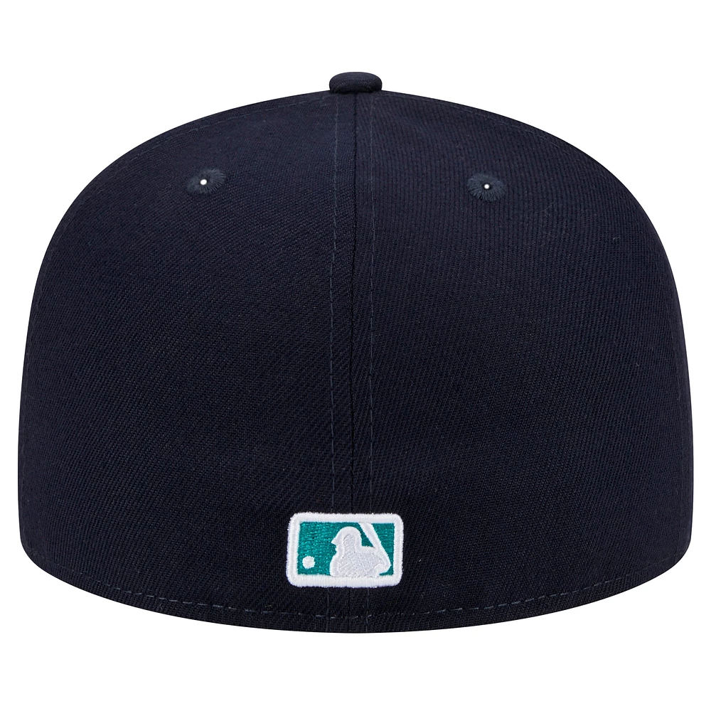 Men's New Era Navy Seattle Mariners Script Sided 59FIFTY Fitted Hat