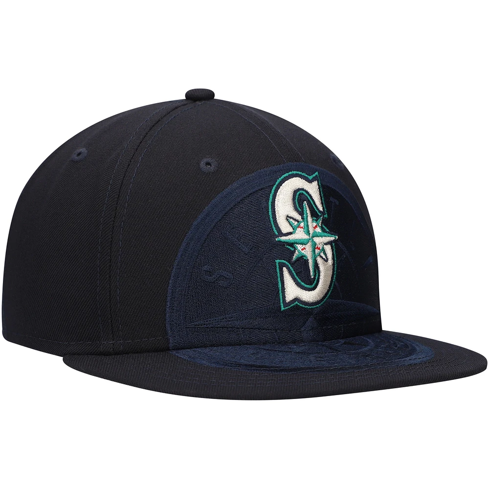 Men's New Era Navy Seattle Mariners Shadow Logo 59FIFTY Fitted Hat