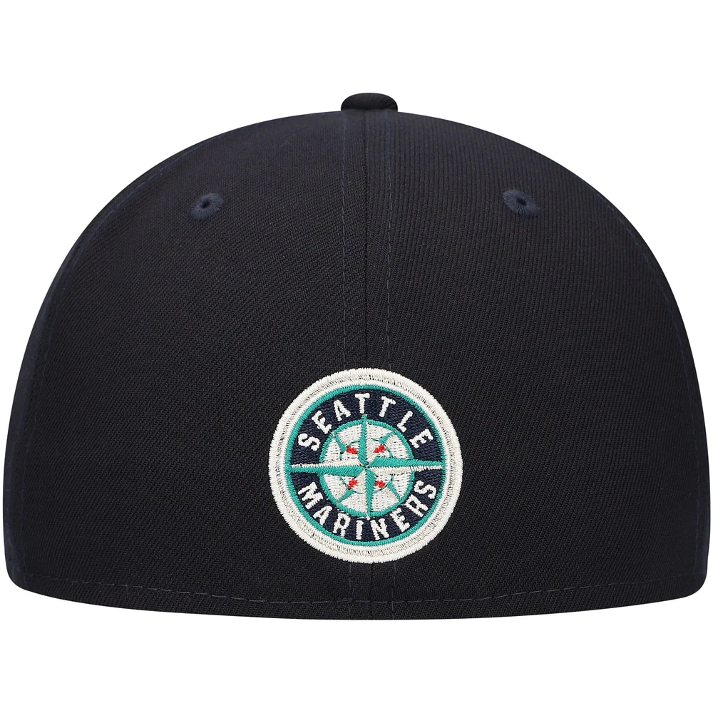 Men's New Era Navy Seattle Mariners Shadow Logo 59FIFTY Fitted Hat