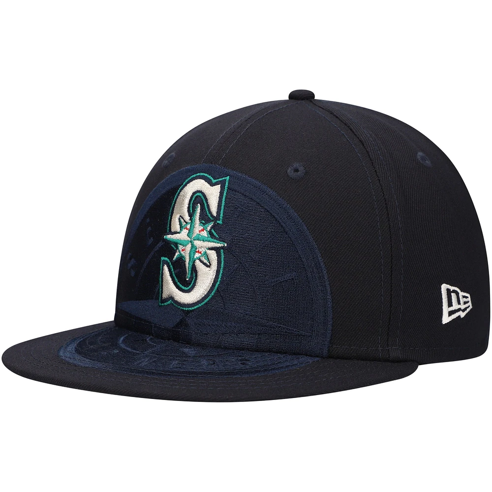 Casquette ajustée 59FIFTY avec logo ombré des Seattle Mariners New Era pour hommes, bleu marine