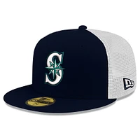 Men's New Era Navy Seattle Mariners Team Color 59FIFTY Trucker Fitted Hat