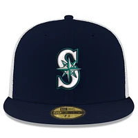 Men's New Era Navy Seattle Mariners Team Color 59FIFTY Trucker Fitted Hat