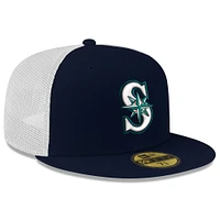 Men's New Era Navy Seattle Mariners Team Color 59FIFTY Trucker Fitted Hat