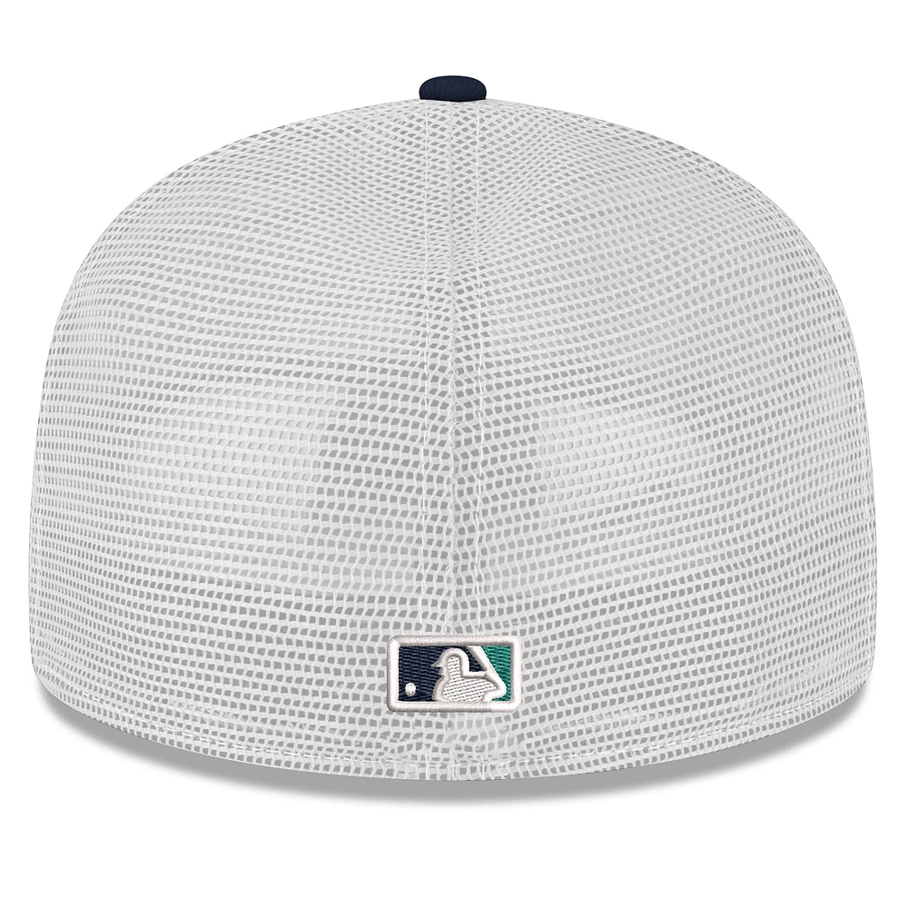 Men's New Era Navy Seattle Mariners Team Color 59FIFTY Trucker Fitted Hat