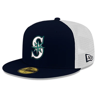 Men's New Era Navy Seattle Mariners Team Color 59FIFTY Trucker Fitted Hat