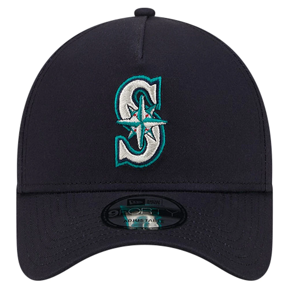 Casquette ajustable 9FORTY couleur de l'équipe des Seattle Mariners New Era pour hommes, bleu marine