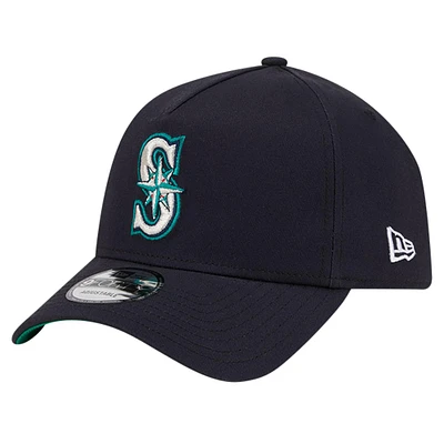 Casquette ajustable 9FORTY couleur de l'équipe des Seattle Mariners New Era pour hommes, bleu marine
