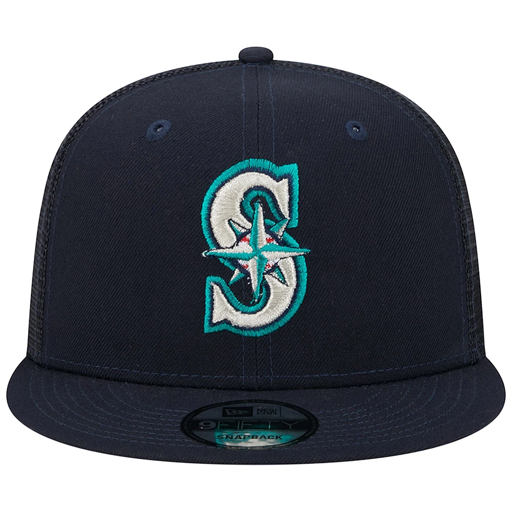 Casquette Snapback 9FIFTY pour homme bleu marine Seattle Mariners Team Color Trucker New Era