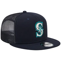 Casquette Snapback 9FIFTY pour homme bleu marine Seattle Mariners Team Color Trucker New Era