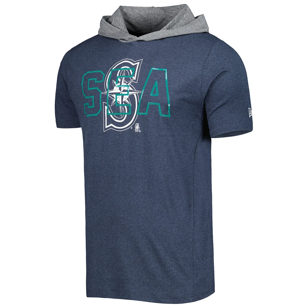 T-shirt à capuche pour homme New Era bleu marine Seattle Mariners Team