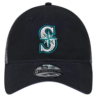 Men's New Era Navy Seattle Mariners Team Slick Trucker 9TWENTY Adjustable Hat