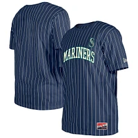Men's New Era Navy Seattle Mariners Throwback Pinstripe T-Shirt