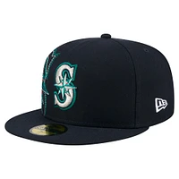 Men's New Era Navy Seattle Mariners Yarn Stitch 59FIFTY Fitted Hat