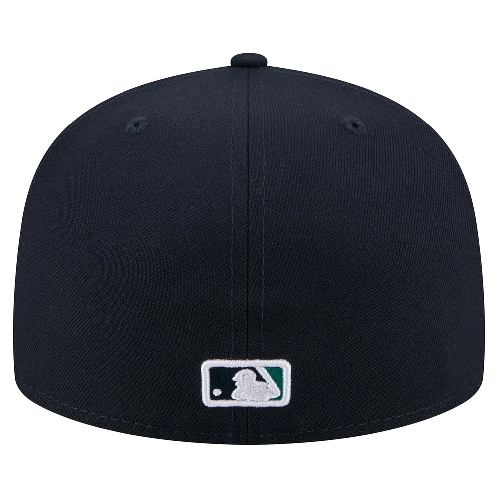 Men's New Era Navy Seattle Mariners Yarn Stitch 59FIFTY Fitted Hat