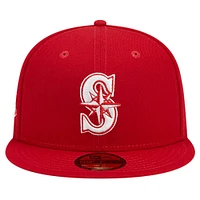 Men's New Era Red Seattle Mariners Logo 59FIFTY Fitted Hat