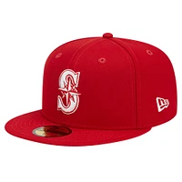 Men's New Era Red Seattle Mariners Logo 59FIFTY Fitted Hat