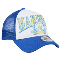 Men's New Era  Royal Seattle Mariners Distressed 9FORTY A-Frame Adjustable Trucker Hat
