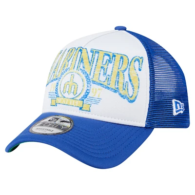 Men's New Era  Royal Seattle Mariners Distressed 9FORTY A-Frame Adjustable Trucker Hat