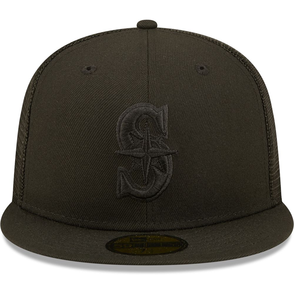 Men's New Era Seattle Mariners Blackout Trucker 59FIFTY - Fitted Hat