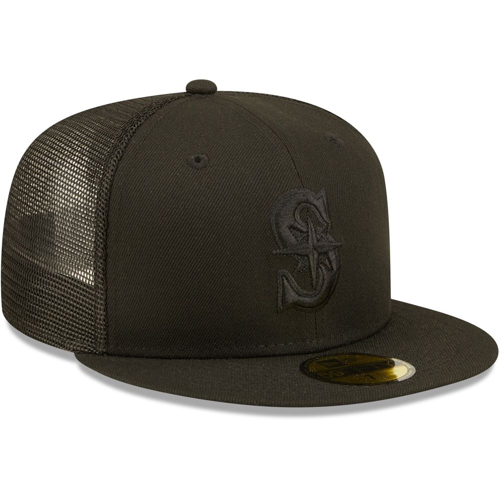 Men's New Era Seattle Mariners Blackout Trucker 59FIFTY - Fitted Hat