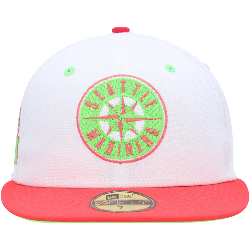 Men's New Era White/Coral Seattle Mariners 30th Anniversary Strawberry Lolli 59FIFTY Fitted Hat