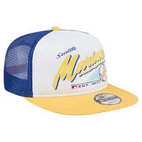Men's New Era White/Yellow Seattle Mariners Retro Script Trucker 9FIFTY Snapback Hat
