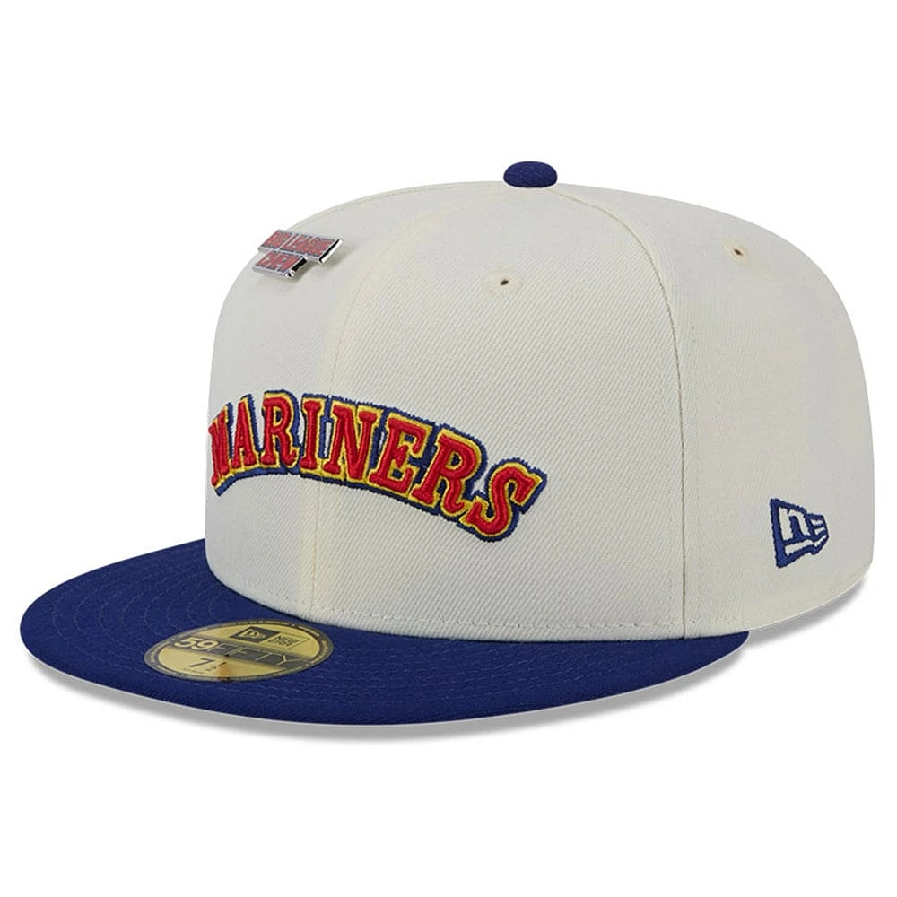 Casquette ajustée 59FIFTY originale Big League Chew New Era des Seattle Mariners pour hommes, blanche