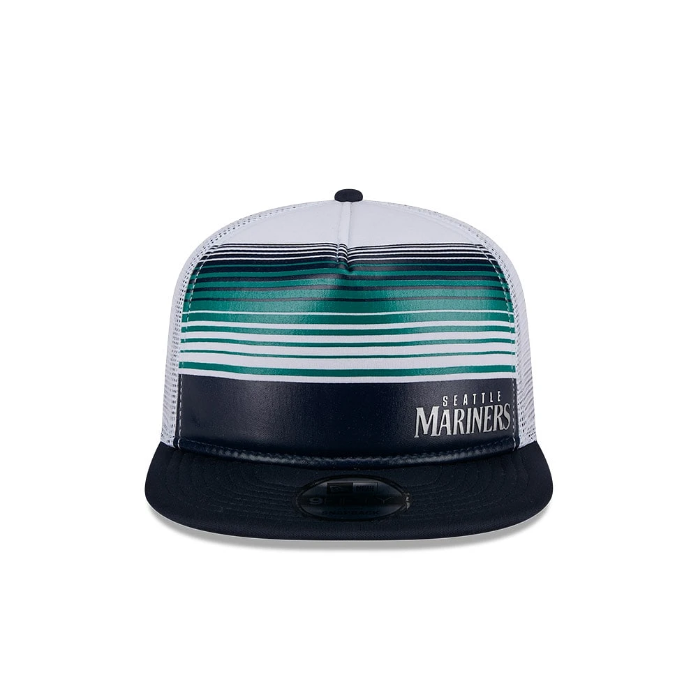 Men's New Era White Seattle Mariners Team Horizon 9FIFTY A-Frame Trucker Snapback Hat