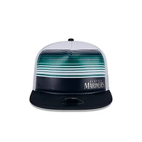 Men's New Era White Seattle Mariners Team Horizon 9FIFTY A-Frame Trucker Snapback Hat