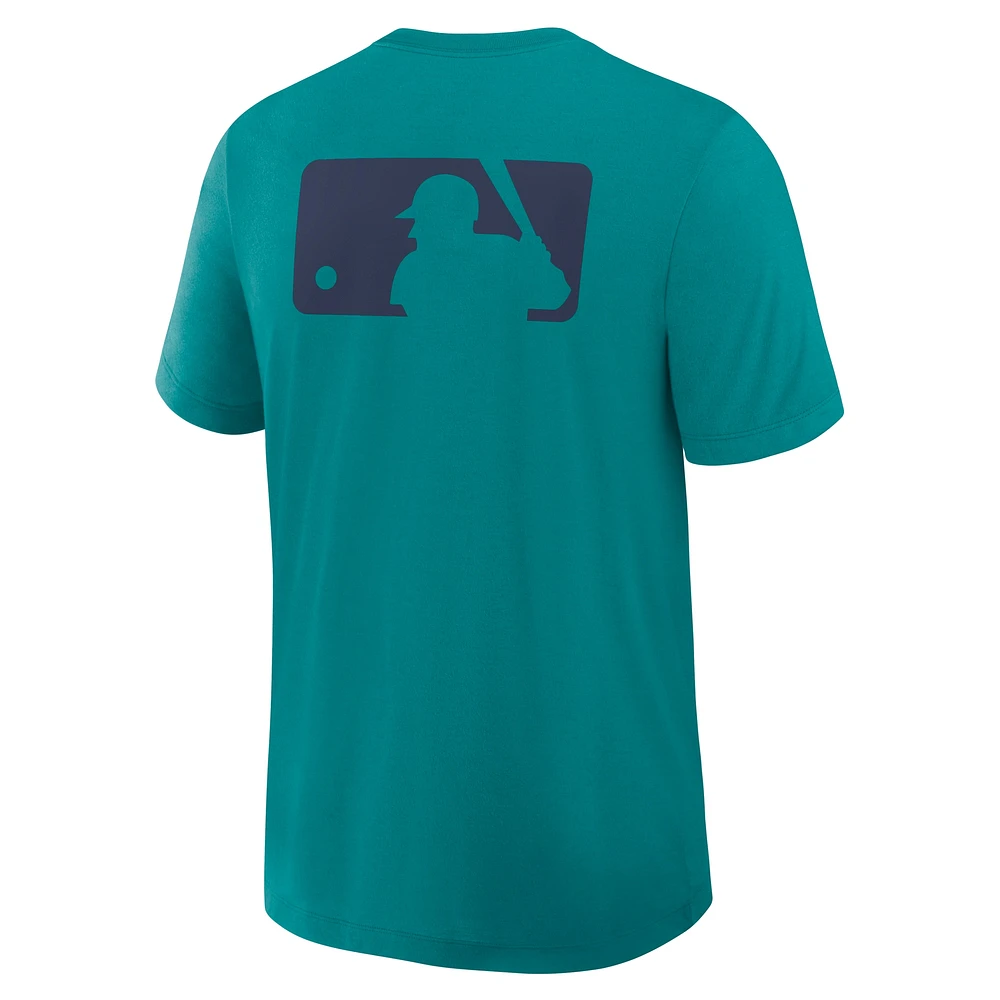 T-shirt Nike Aqua Seattle Mariners Authentic Collection Early Work Tri-Blend Performance pour homme