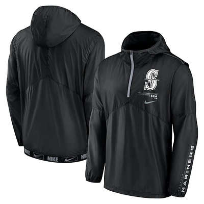 Men's Nike Black Seattle Mariners Authentic Night Game Performance Half-Zip Windbreaker