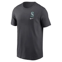 Men's Nike Charcoal Seattle Mariners Logo Sketch Bar T-Shirt