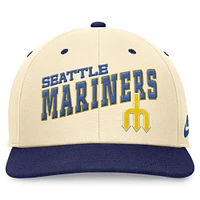 Casquette Snapback Performance Nike Crème/Royal Seattle Mariners Rewind Cooperstown Collection pour hommes