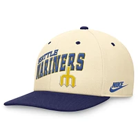 Casquette Snapback Performance Nike Crème/Royal Seattle Mariners Rewind Cooperstown Collection pour hommes