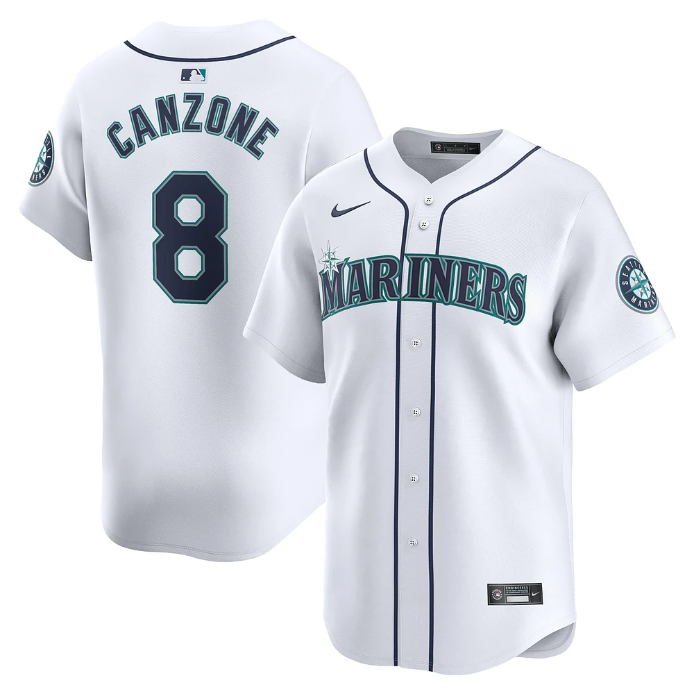 Maillot de joueur Nike Dominic Canzone pour hommes, blanc, Seattle Mariners, domicile limité