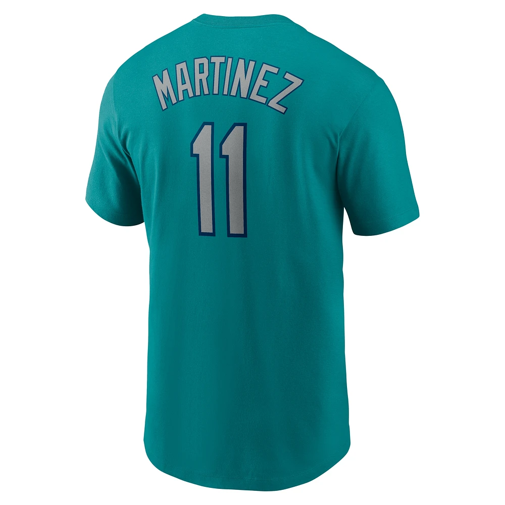 T-shirt Nike Edgar Martinez Aqua pour homme avec nom et numéro de la collection Cooperstown des Seattle Mariners