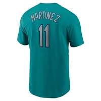 T-shirt Nike Edgar Martinez Aqua pour homme avec nom et numéro de la collection Cooperstown des Seattle Mariners